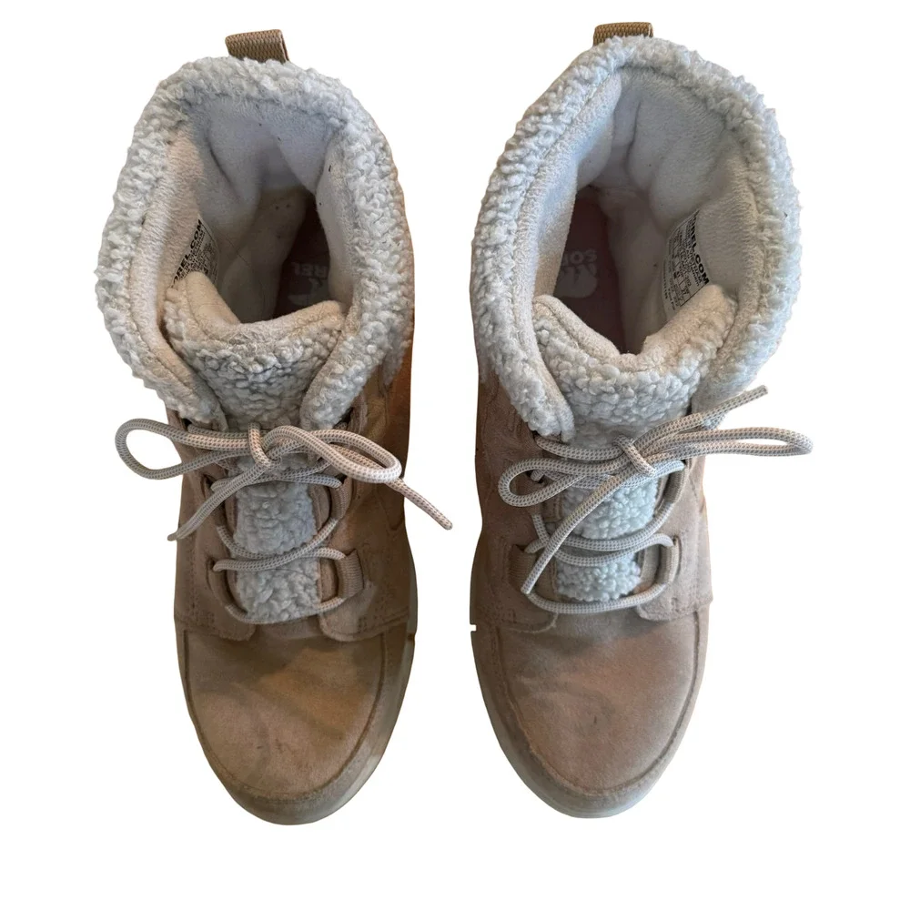 Sorel Explorer II Carnival Cozy Boots Beige Lace Up Ankle Winter Shoes sz 10